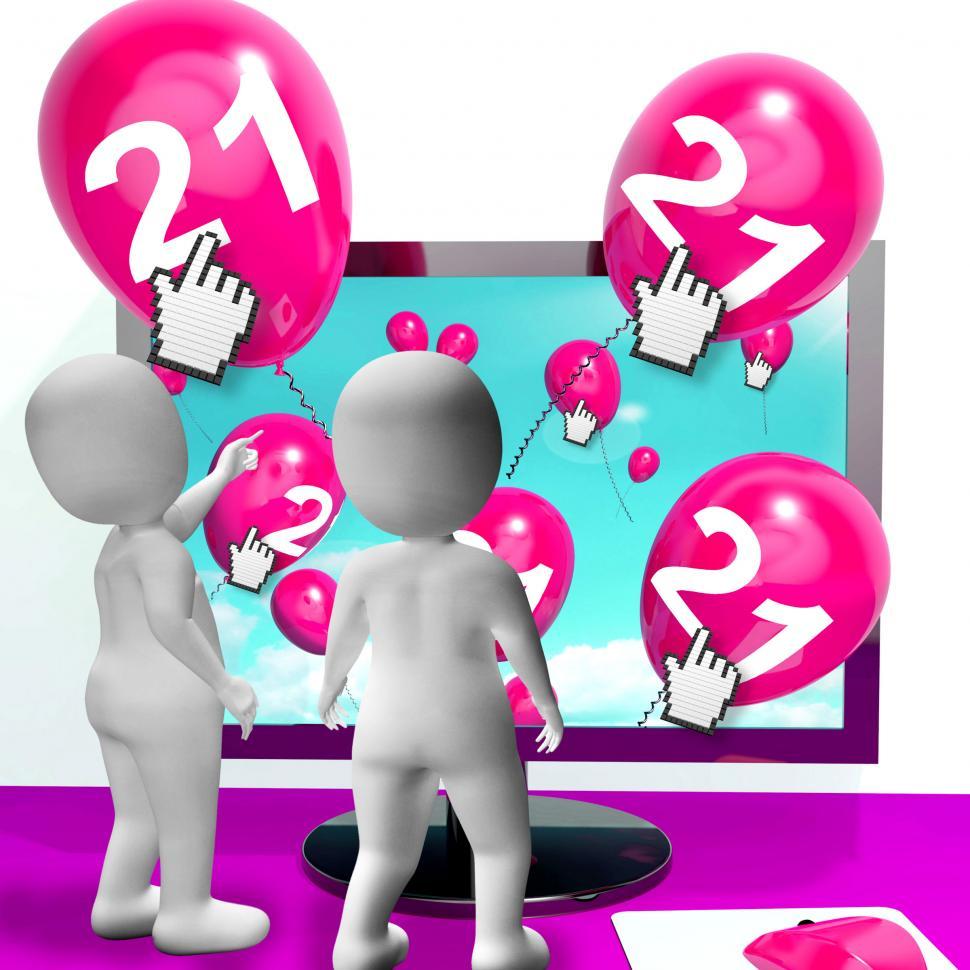 Free Image of Number 21 Balloons from Monitor Show Internet Invitation or Cele 