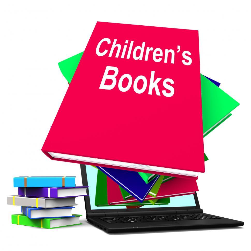 Free Image of Children s Books Book Stack Laptop Shows Reading For Kids 