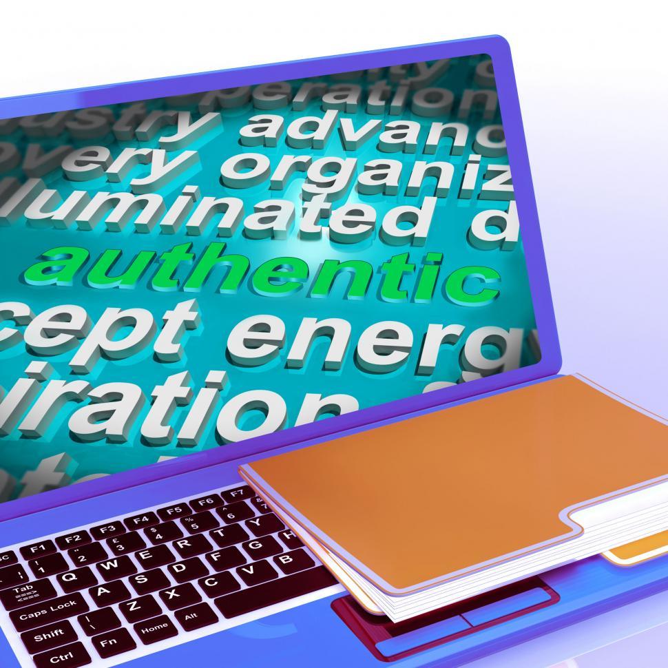 Free Image of Authentic Word Cloud Laptop Shows Real Genuine Guaranteed Produc 