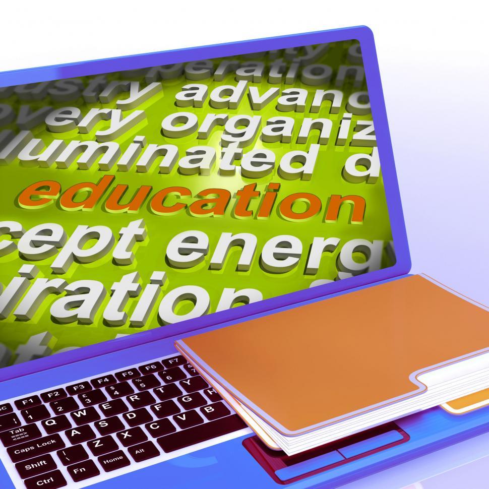 Free Image of Education Word Cloud Laptop Means Teaching Schooling Or Training 