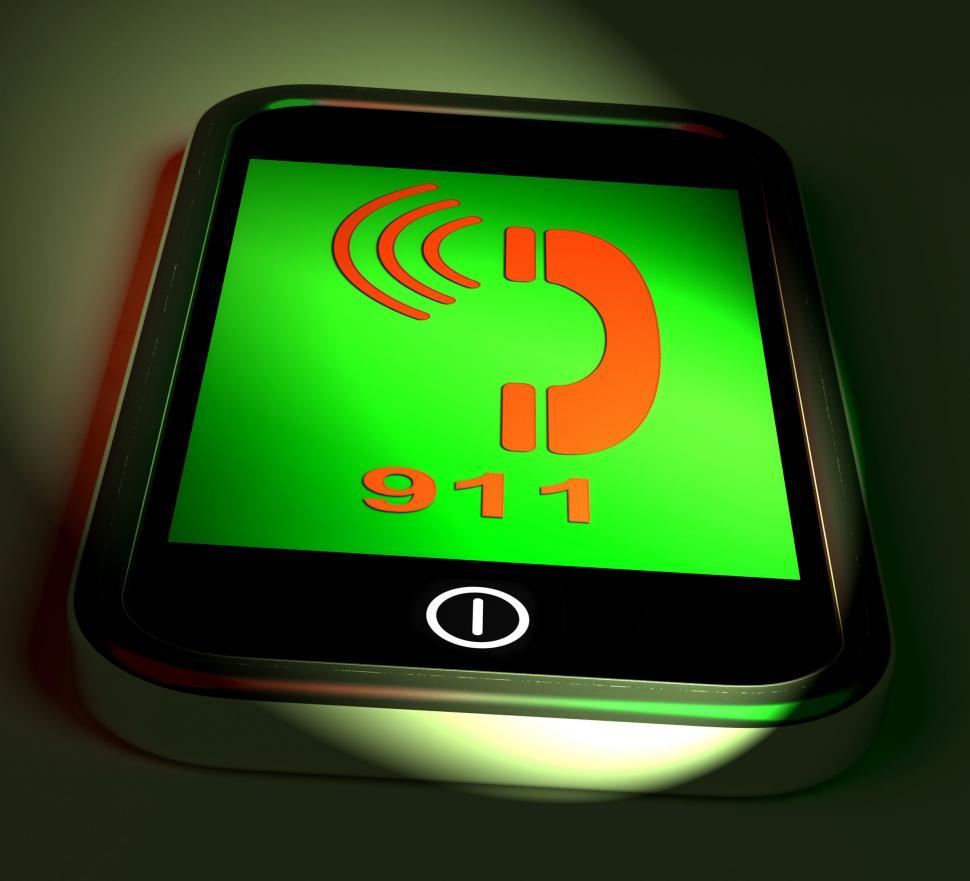 Free Image of Nine One On Phone Shows Call Emergency Help Rescue 911 