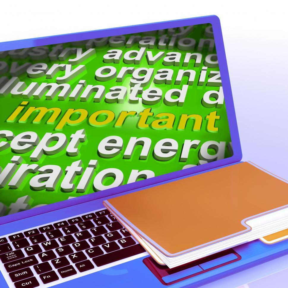 Free Image of Important Word Cloud Laptop Shows Importance Consequential Or Ma 