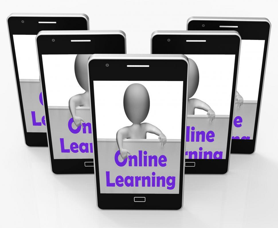 Free Image of Online Learning Sign Phone Means E-Learning And Internet Courses 