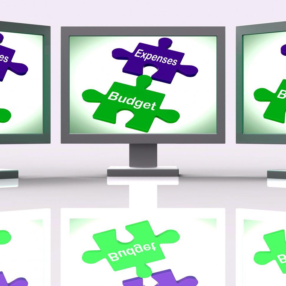 Free Image of Expenses Budget Puzzle Screen Shows Company Bookkeeping And Bala 
