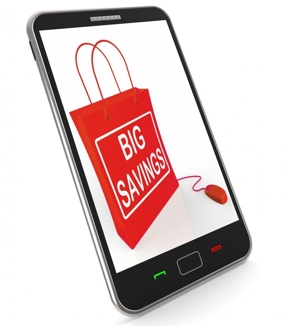 Free Image of Big Savings Bag Represents Online Discounts and Reductions in Pr 