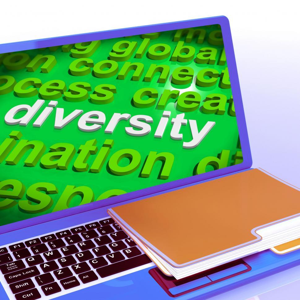 Free Image of Diversity Word Cloud Laptop Shows Multicultural Diverse Culture 