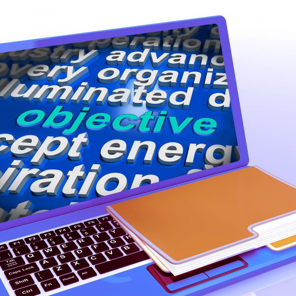 Free Image of Objective  In Word Cloud Laptop Shows Aims Goals Or Aspirations 