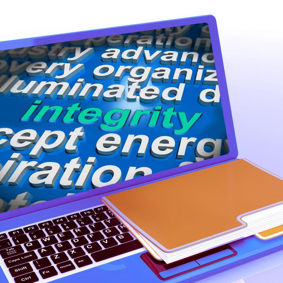 Free Image of Integrity Word Cloud Laptop Shows Honesty Morality And Trust 