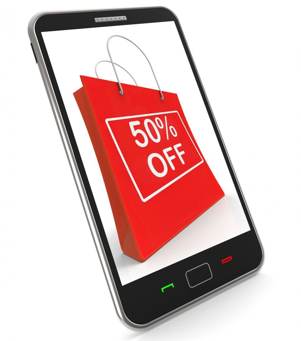 Free Image of Shopping Bag Shows Sale Discount Fifty Percent Off 50 