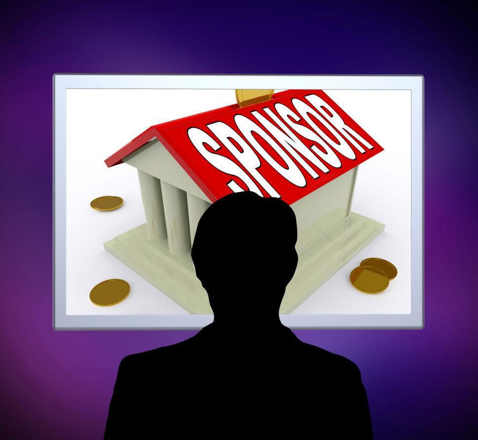 Free Image of Sponsor On House Or Money Box Man Means Sponsoring Home 