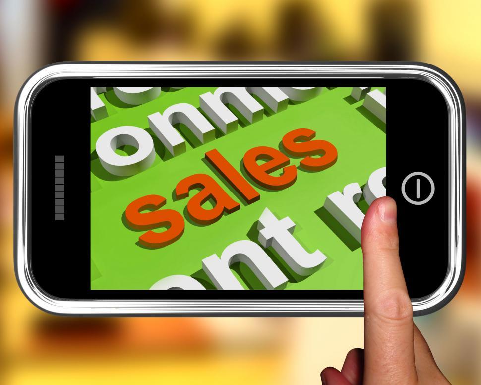 Free Image of Sales In Word Cloud Phone Shows Promotions And Deals 