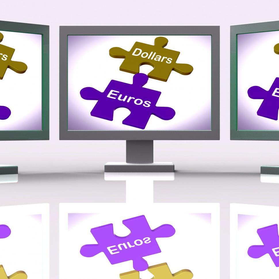 Free Image of Dollars Euros Puzzle Screen Means International Money Exchange 