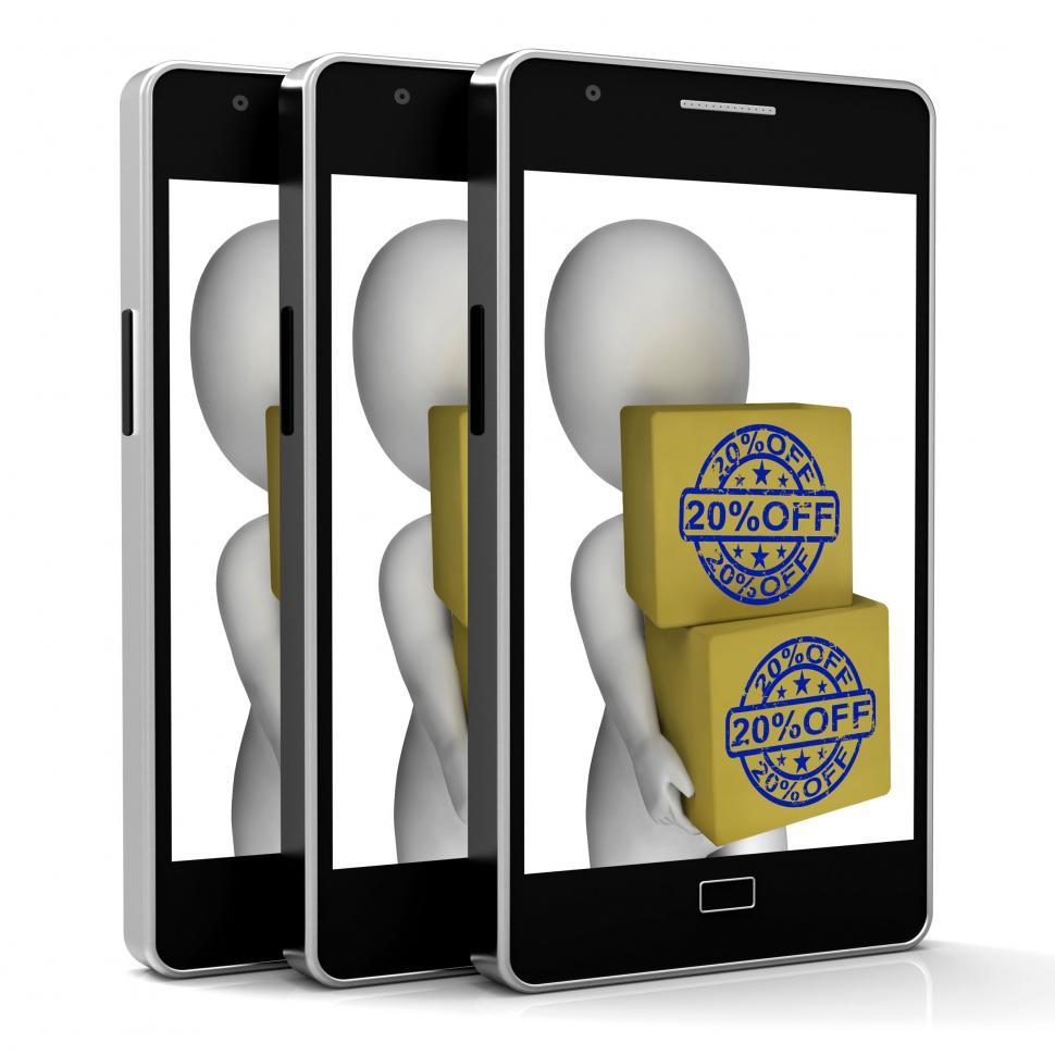 Free Image of Twenty Percent Off Boxes Phone Show Reduced Price 