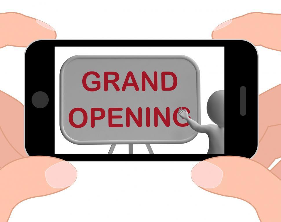 Free Image of Grand Opening Phone Shows New Store Open Celebration 