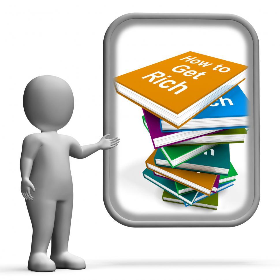Free Image of How To Get Rich Book Stack Displays Make Wealth Money 