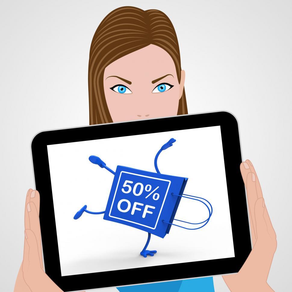 Free Image of Handstand Shopping Bag Displays Sale Discount Fifty Percent Off  