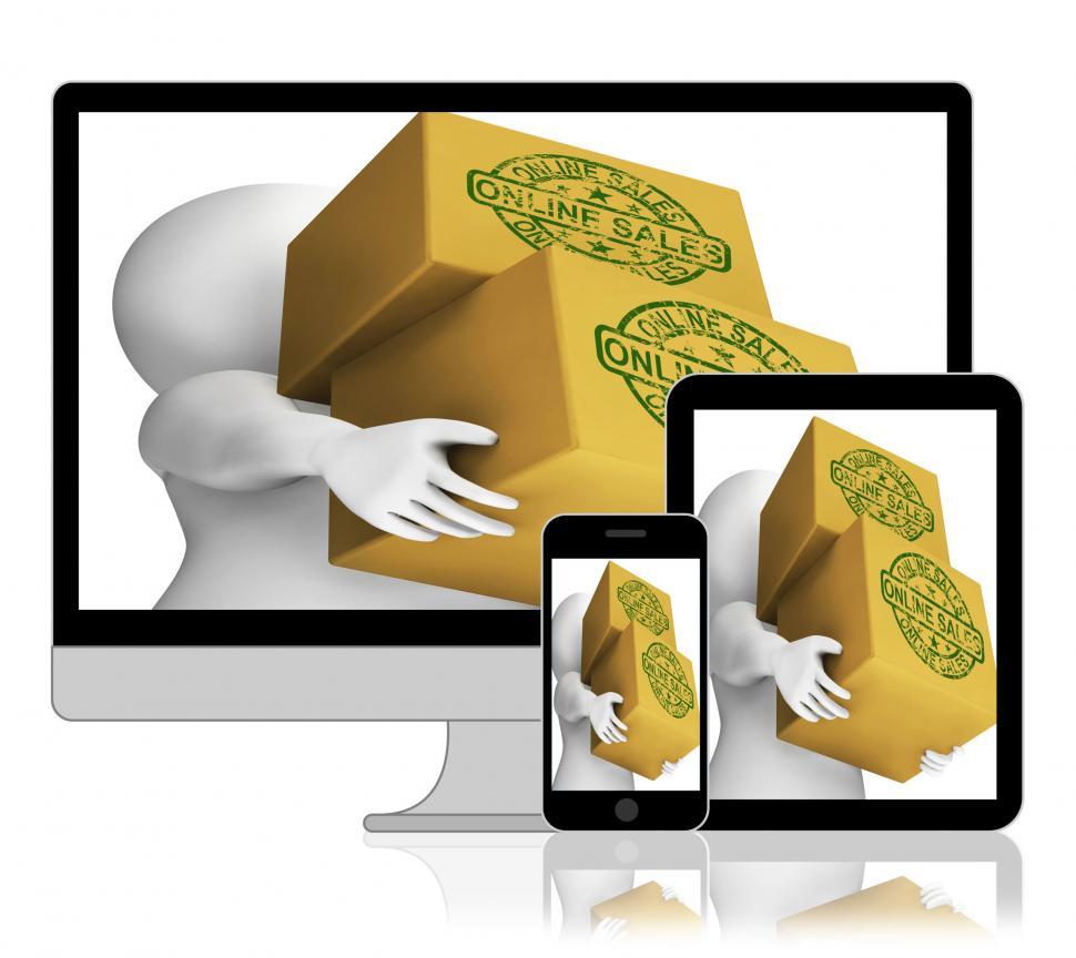 Free Image of Online Sales Boxes Displays Shopping And Retail On Internet 