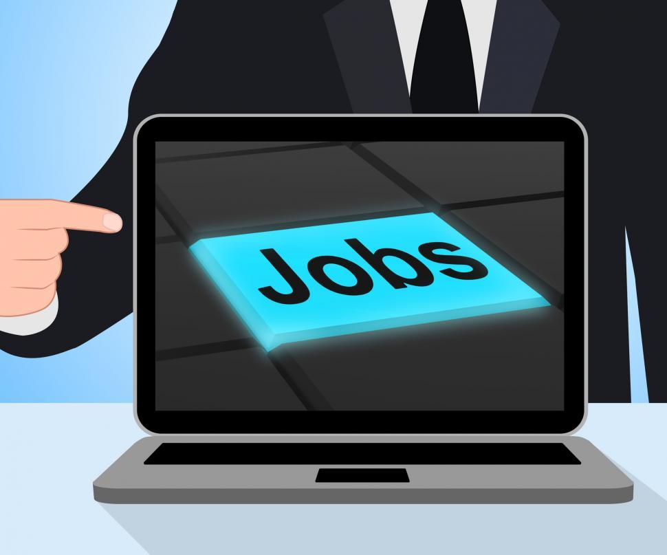 Free Image of Jobs Button Displays Hiring Recruitment Online Hire Job 