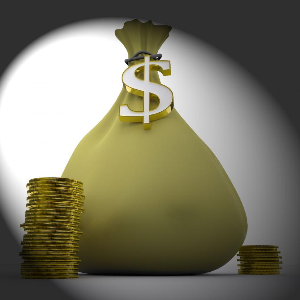 Free Image of Dollar Bag Displays Money Earnings And Currency 