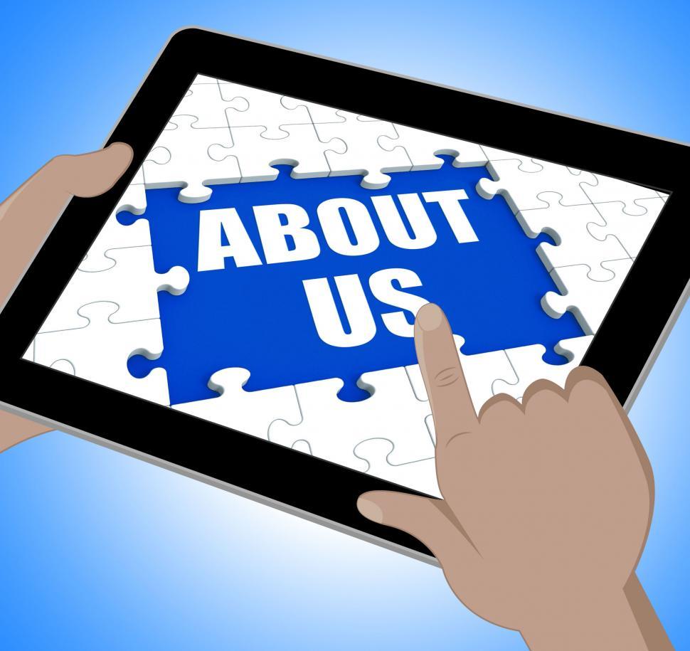 Free Image of About Us Tablet Shows Contact And Website Information 