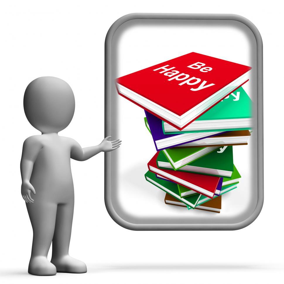 Free Image of Be Happy Book Displays Displays Advice on Being Happier or Merry 