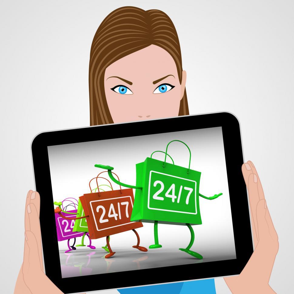 Free Image of Twenty-four Seven Bags Displays Shopping Availability and Open H 