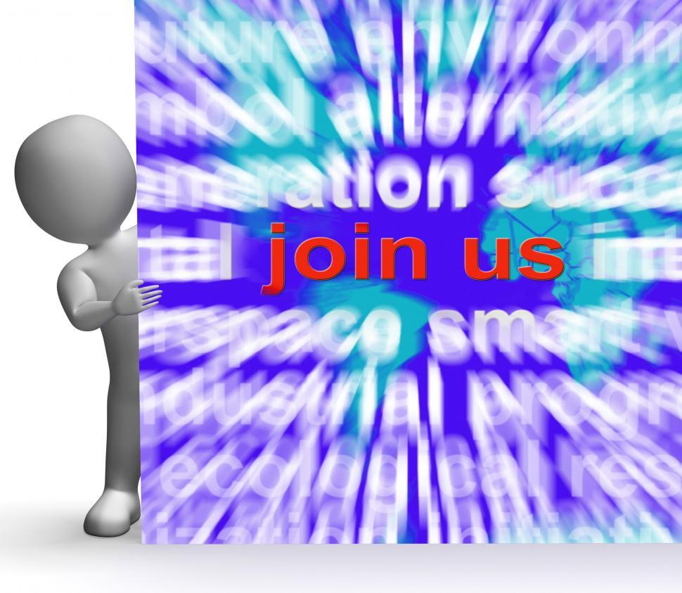 Free Image of Join Us Word Cloud Sign Shows Joining Membership Register 
