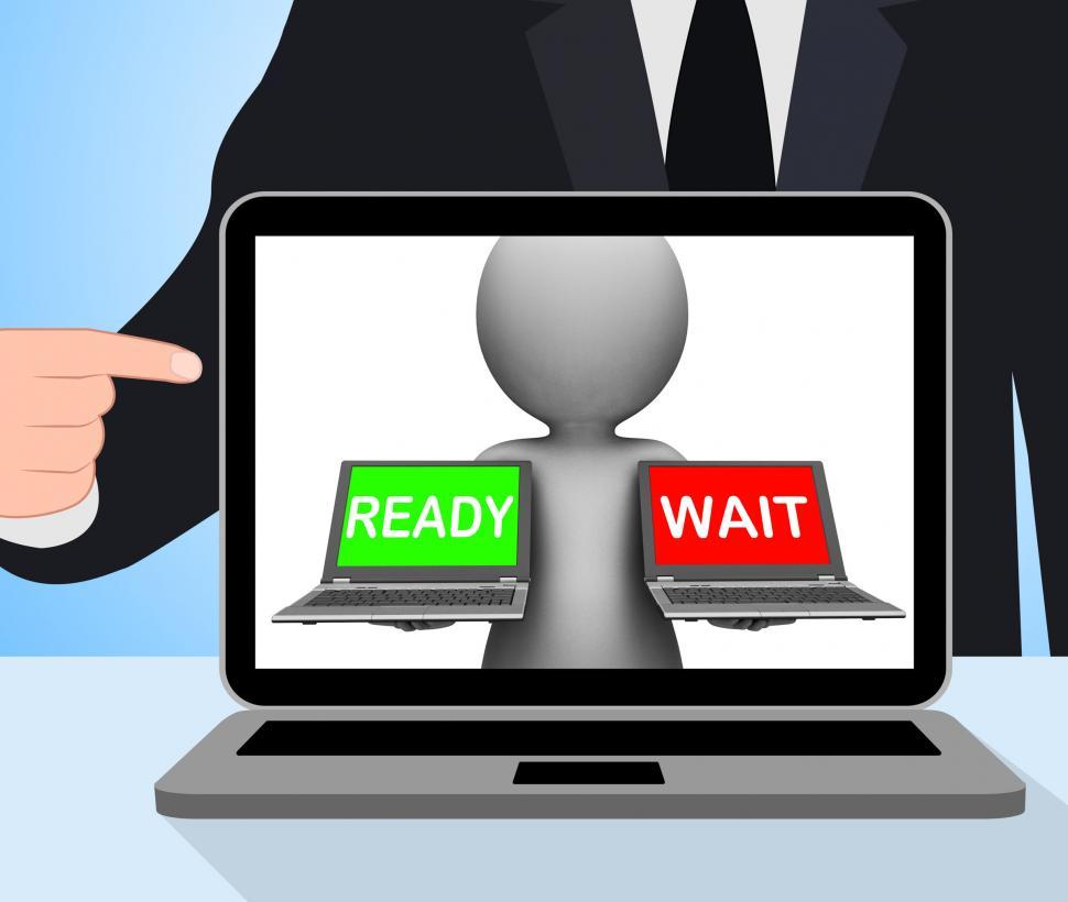 Free Image of Ready Wait Laptop Displays Prepared  and Waiting 