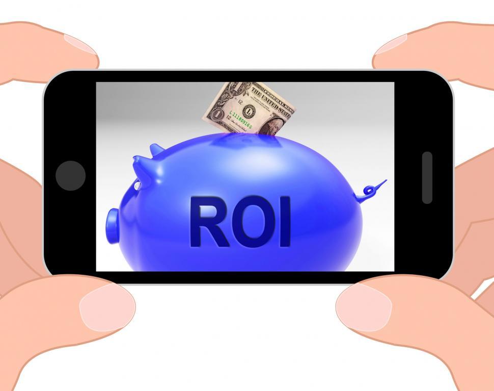 Free Image of ROI Piggy Bank Displays Investors Return And Income 