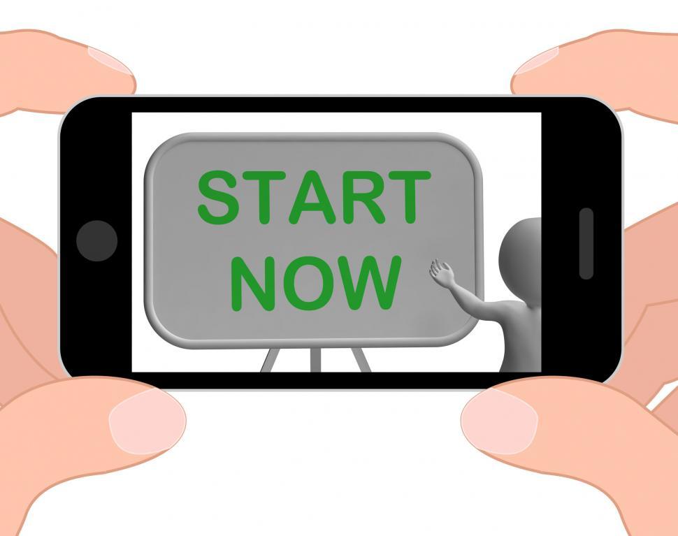 Free Image of Start Now Phone Means Begin Today And Immediately 