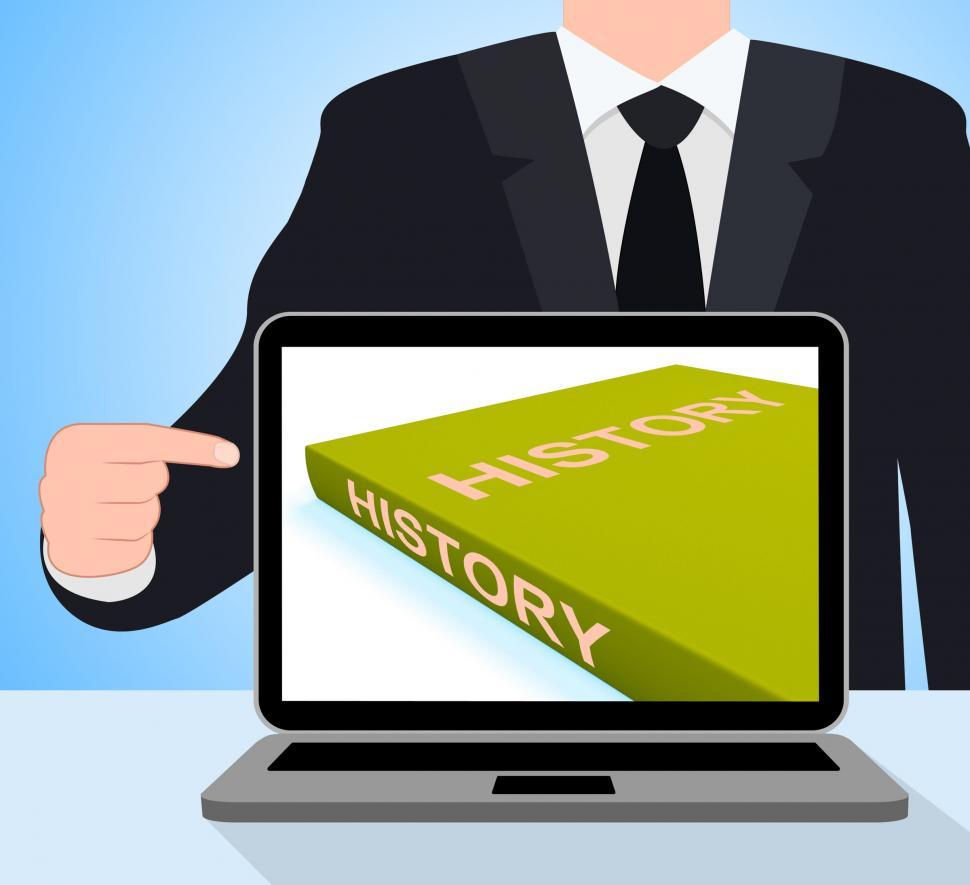 Free Image of History Book Laptop Shows Books About The Past 