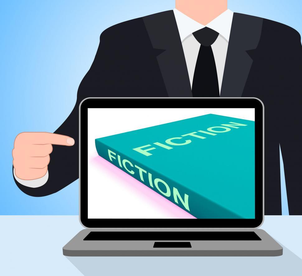 Free Image of Fiction Book Laptop Shows Books With Imaginary Stories 