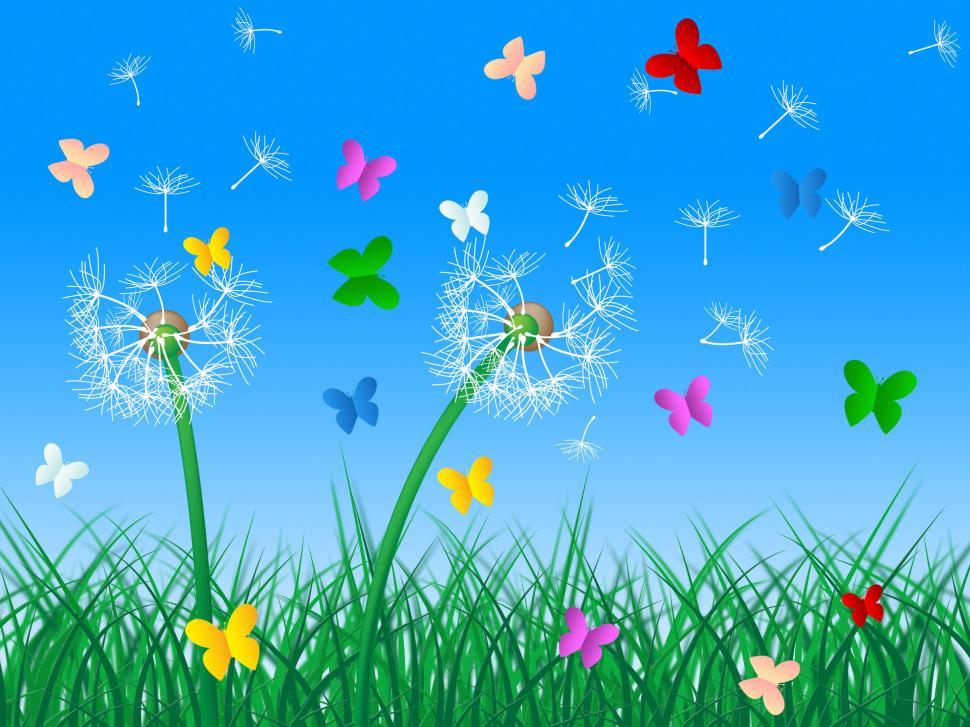 Free Image of Butterflies Sky Means Dandelion Hair And Butterfly 