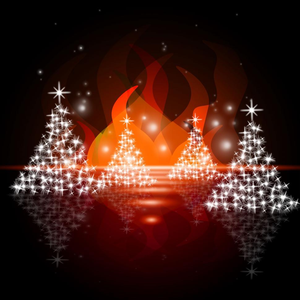 Free Image of Xmas Tree Indicates Merry Christmas And Blazing 