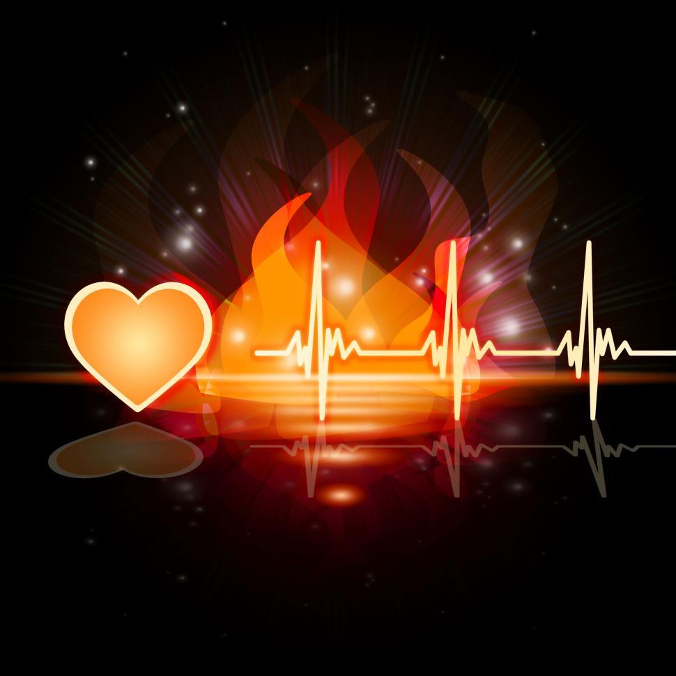 Free Image of Heartbeat Fire Means Valentine Day And Cardiac 