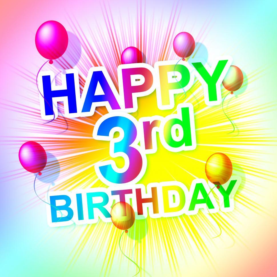Free Image of Happy Birthday Shows Third Cheerful And Celebrate 