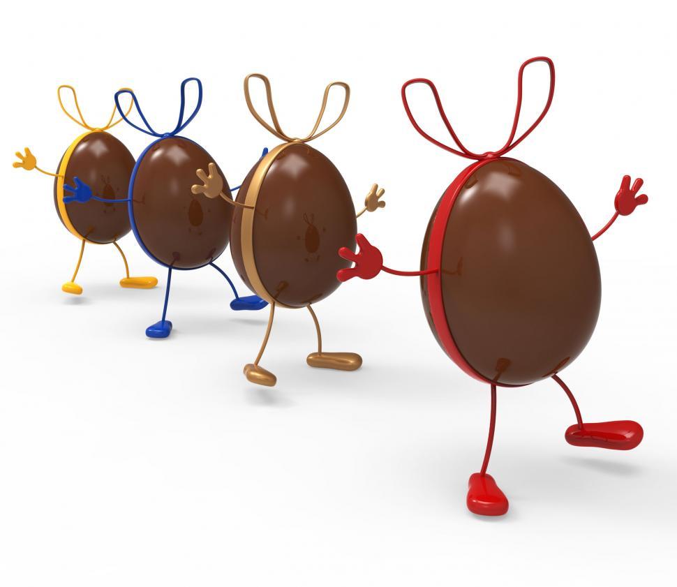 Free Image of Easter Eggs Shows Gift Bow And Choc 