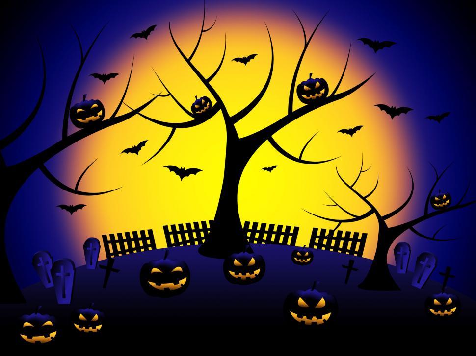 Free Image of Tree Pumpkin Means Trick Or Treat And Environment 