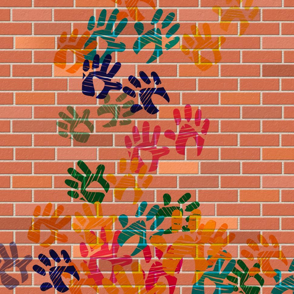 Free Image of Wall Handprints Represents Painted Construction And Cement 