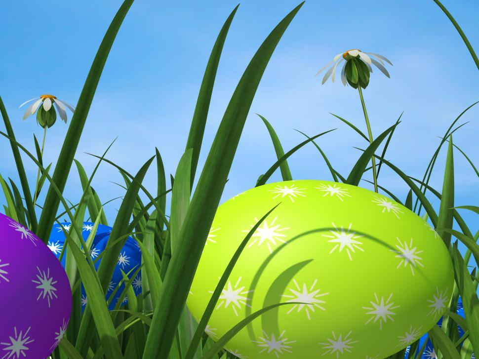 Free Image of Easter Eggs Means Green Grass And Environment 