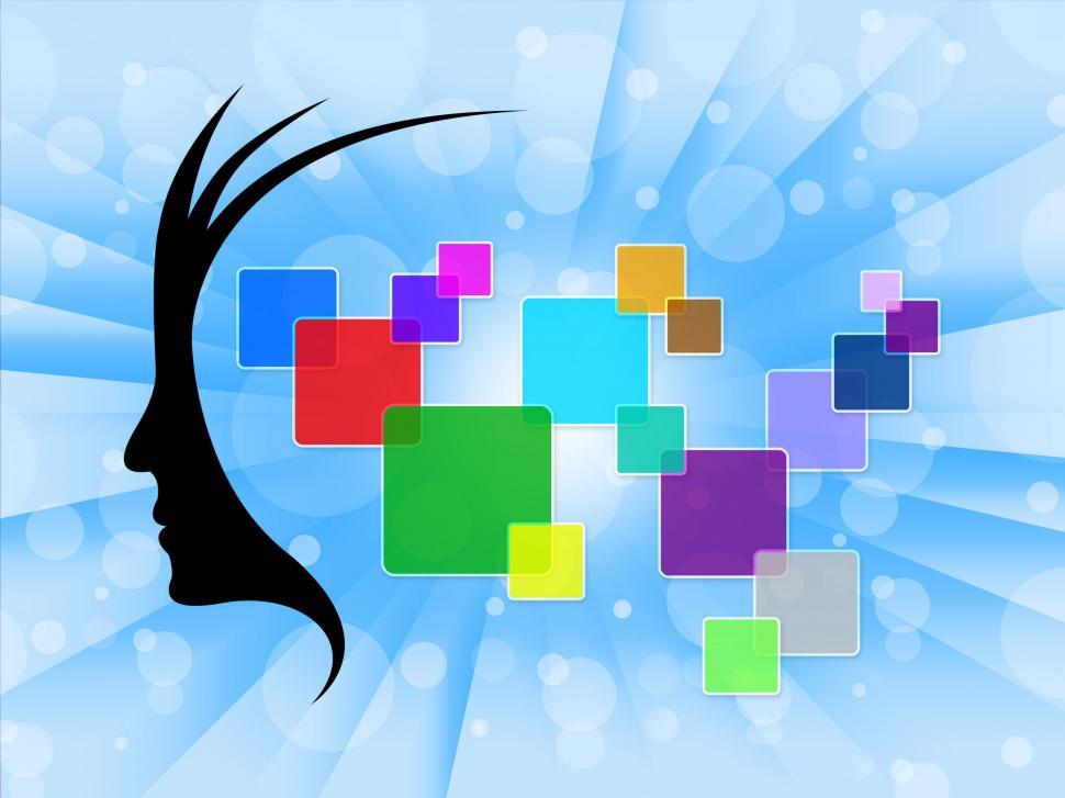 Free Image of Think Squares Shows Lady Block And Face 