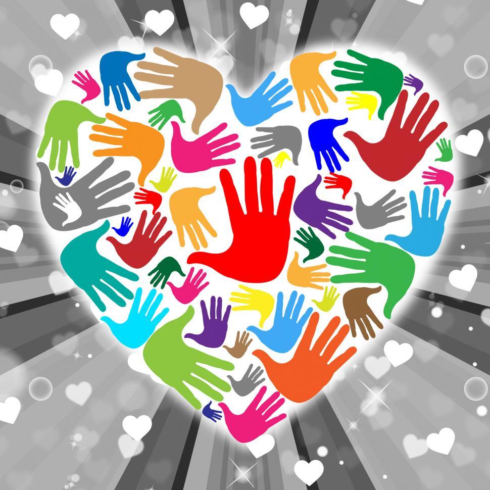 Free Image of Handprints Heart Indicates Valentines Day And Childhood 