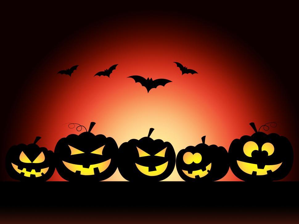Free Image of Bats Halloween Means Trick Or Treat And Pumpkin 