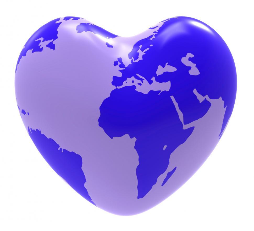 Free Image of Globe Heart Indicates Valentine Day And Globalisation 