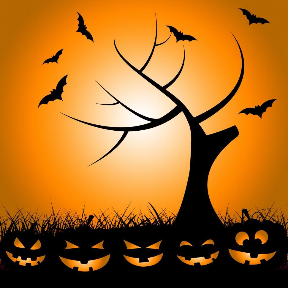 Free Image of Bats Tree Means Trick Or Treat And Autumn 