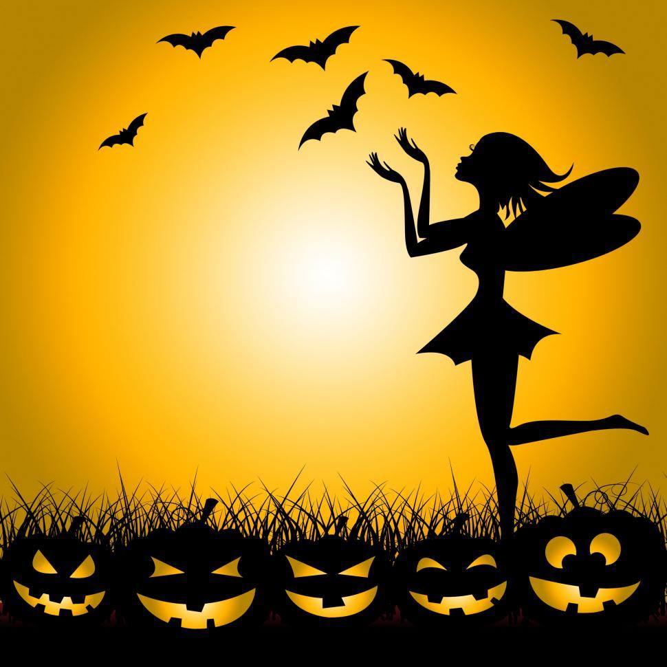 Free Image of Halloween Fairy Shows Trick Or Treat And Bats 