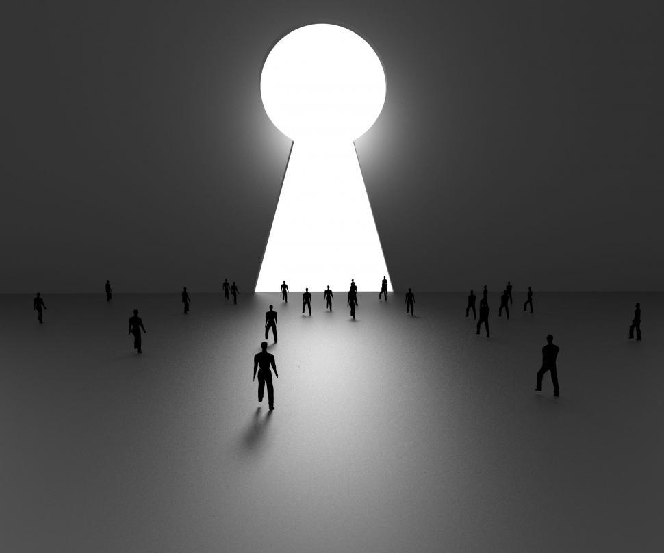 Free Image of Planning Man Indicates Key Hole And Aspire 