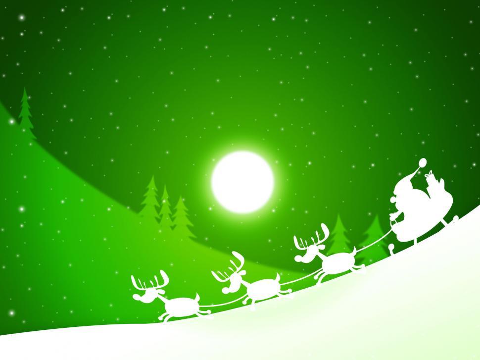 Free Image of Moon Santa Indicates Merry Xmas And Celebrate 