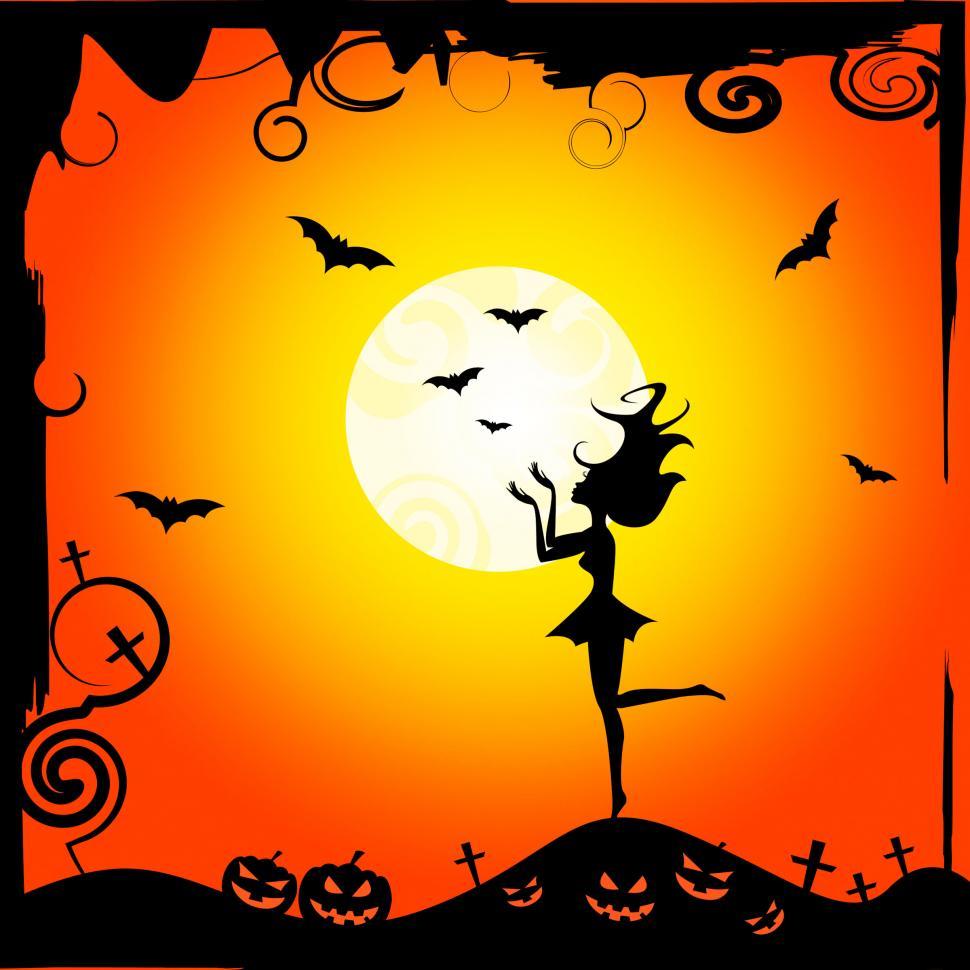 Free Image of Bats Girl Represents Trick Or Treat And Autumn 