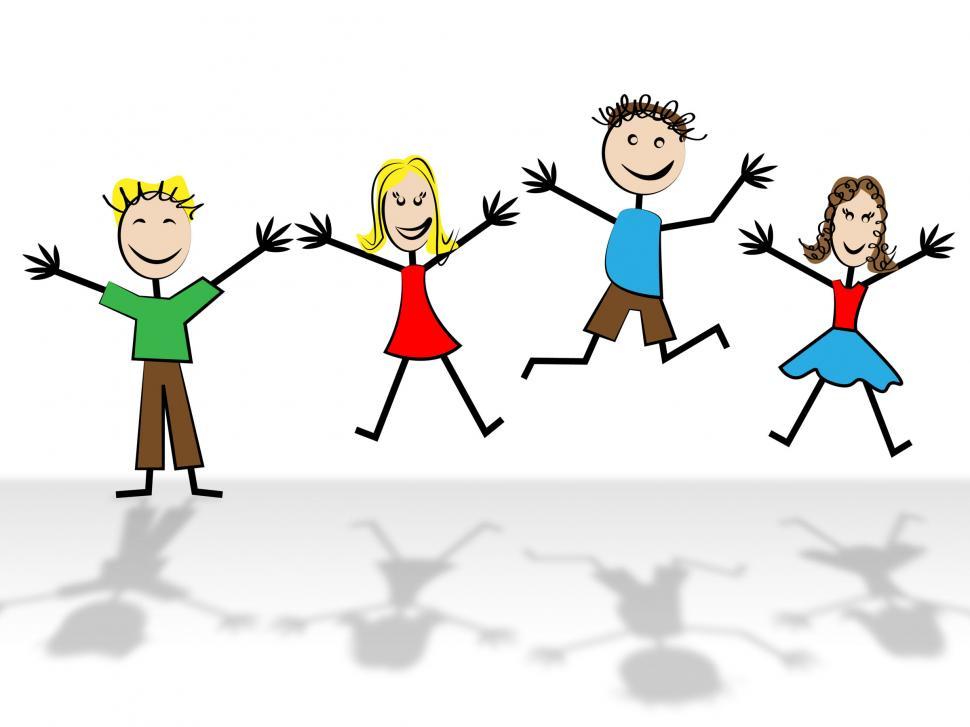 Free Image of Jumping Kids Shows Youth Child And Reflect 